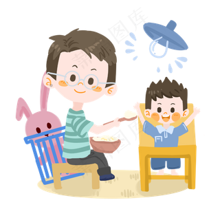 父亲节父亲喂孩子吃饭PNG素材