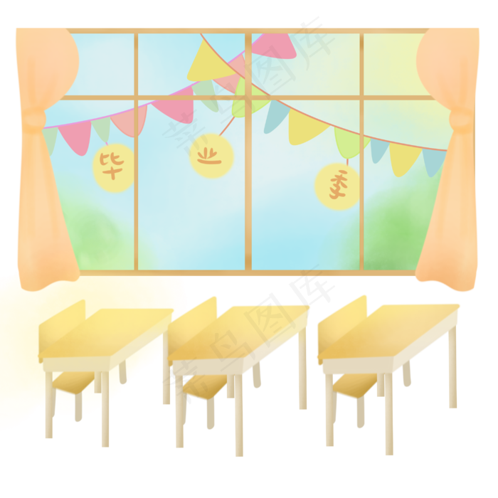 空教室窗户外的天空,免抠元素(3000*3000px 300 dpi )psd模版下载