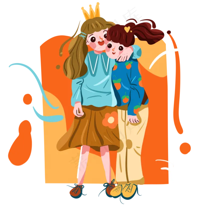 儿童节搂着搞怪的小姐妹(2000X2000(DPI:300))psd模版下载