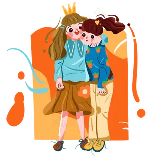 儿童节搂着搞怪的小姐妹