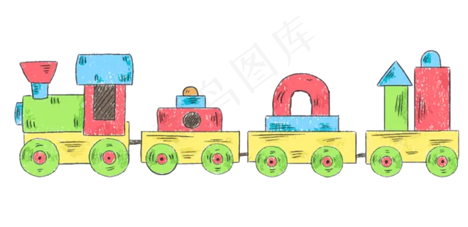 61水彩儿童玩具小火车