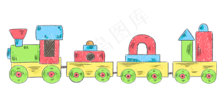 61水彩儿童玩具小火车