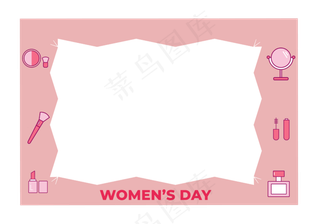 三八妇女节可爱粉色化妆品元素边