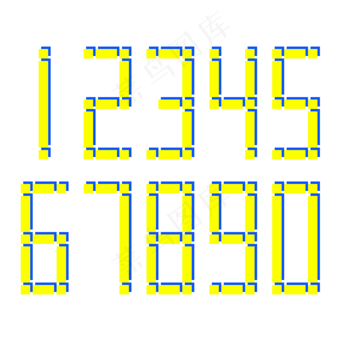 卡通个性方块矩形数字ai矢量模版下载