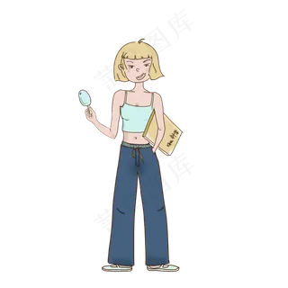 处暑吃冰棍的女孩暑假系列免抠图