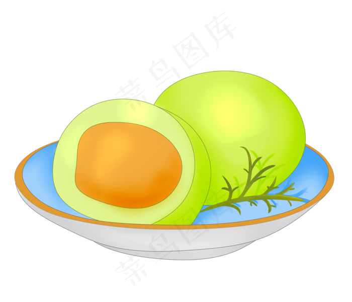 咬了一口的青团插画