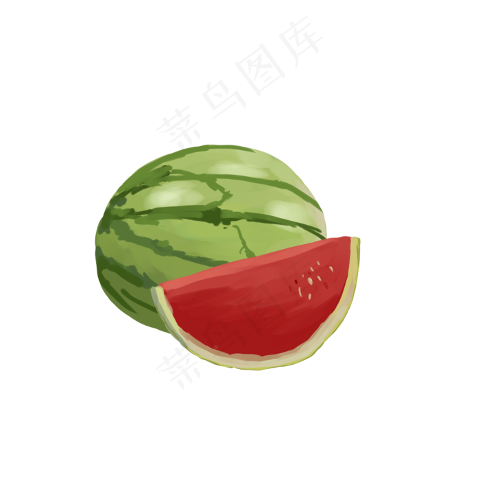 手绘写实类水果西瓜