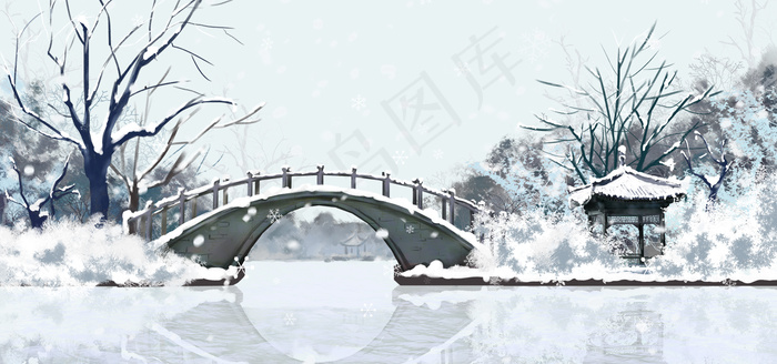 古风唯美雪景图banner(1920*900px 	       )psd模版下载