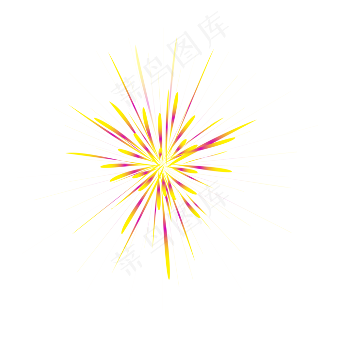 手绘放射烟花火光,免抠元素