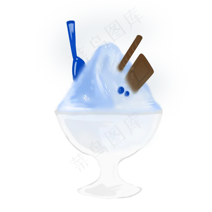 手绘蓝色蓝莓冰淇淋(2000X2000(DPI:300))psd模版下载