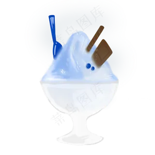 手绘蓝色蓝莓冰淇淋