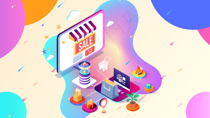 电商促销手机购物互联网金融商用图