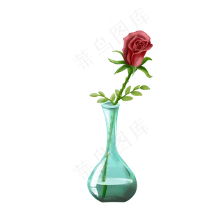 商用玻璃瓶鲜花红玫瑰元素