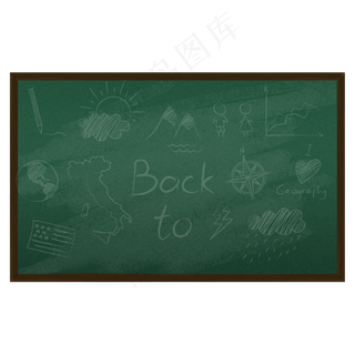 水彩卡通绿色黑板