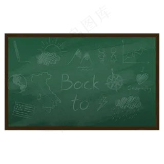 水彩卡通绿色黑板