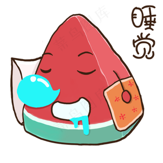 夏天夏至西瓜睡觉表情包