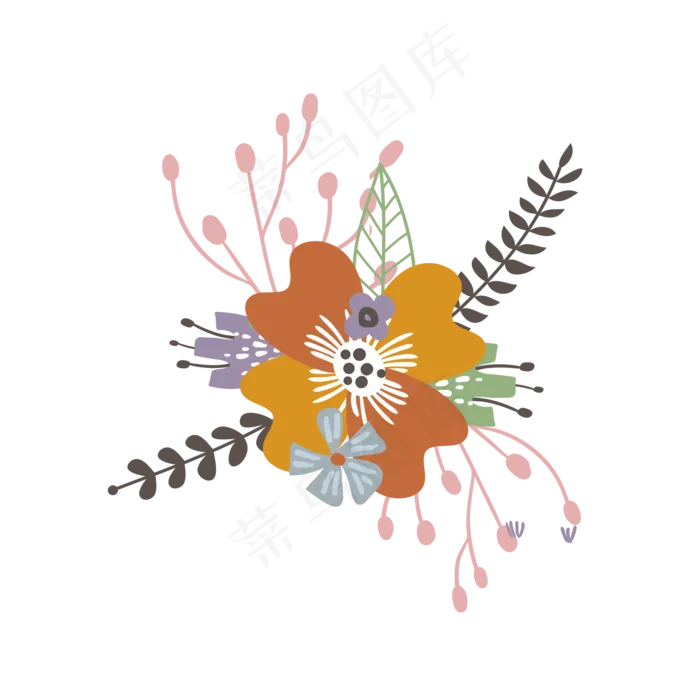 卡通的花朵免扣素材