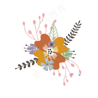 卡通的花朵免扣素材