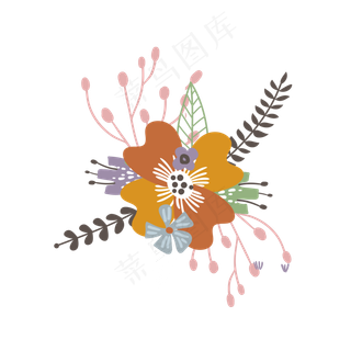 卡通的花朵免扣素材