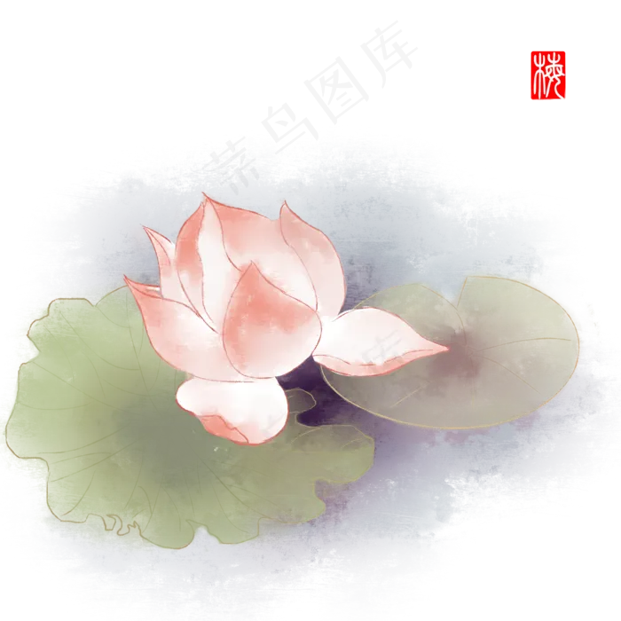 夏季装饰古风荷花可商用元素(2000X2000(DPI:300))psd模版下载