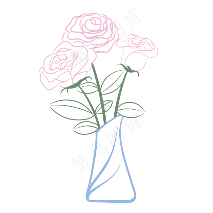 线描玫瑰花卉