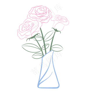 线描玫瑰花卉
