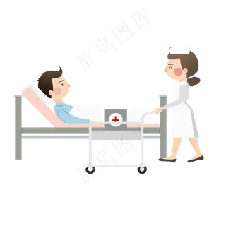 病床边护理的护士卡通元素 病床边护理的护士卡通元素