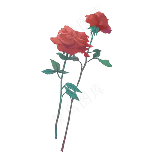 手绘唯美清新玫瑰花元素