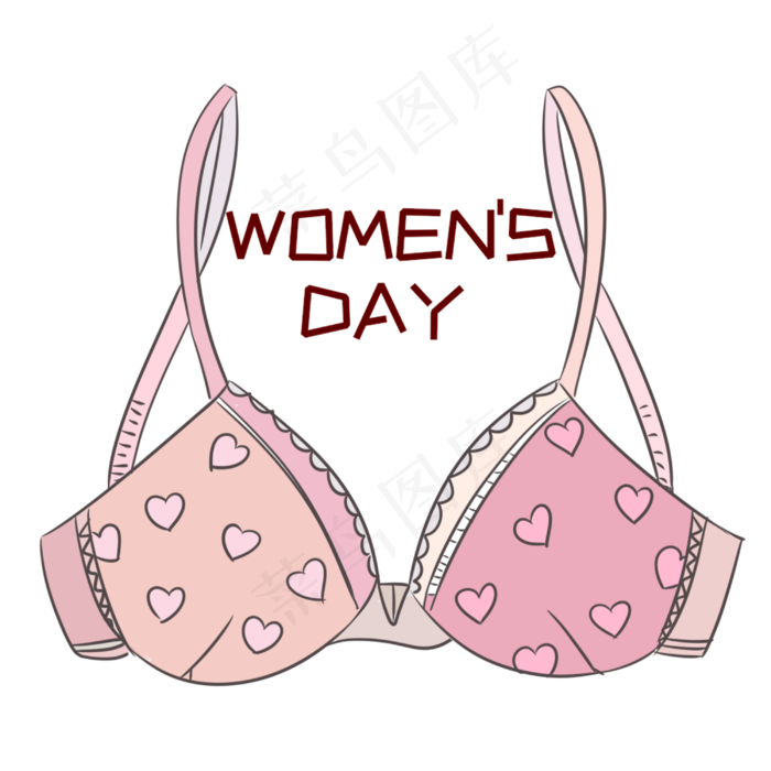 粉红爱心卡通内衣,免抠元素