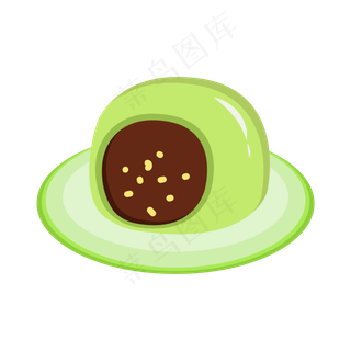 卡通红豆馅糯米青团