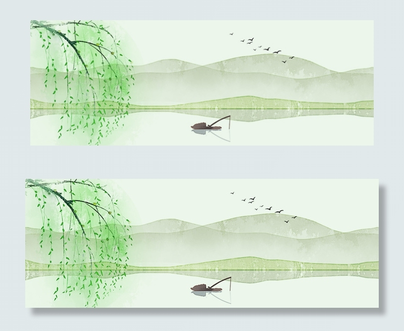 古风雨水二十四节气背景海报banner