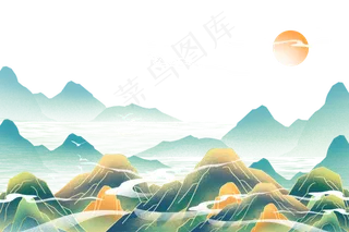 中国风过国潮山水