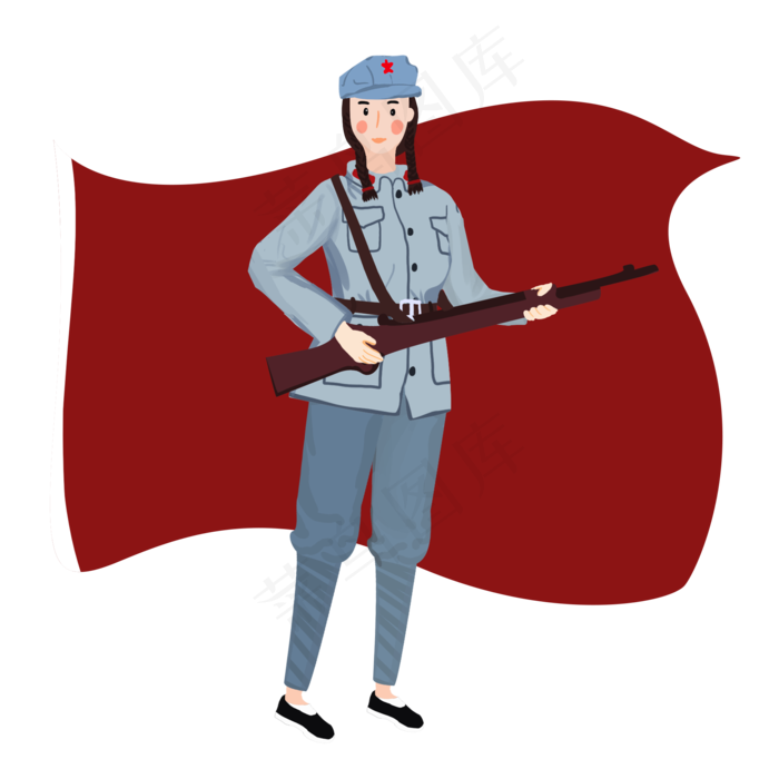 拿着步枪的女红军战士