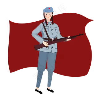 拿着步枪的女红军战士