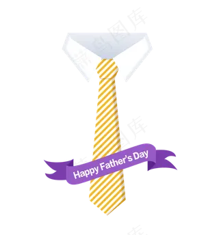 父亲节黄色条纹领带PNG免抠素材