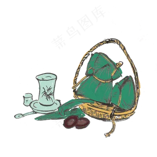 端午节粽子水墨风手绘