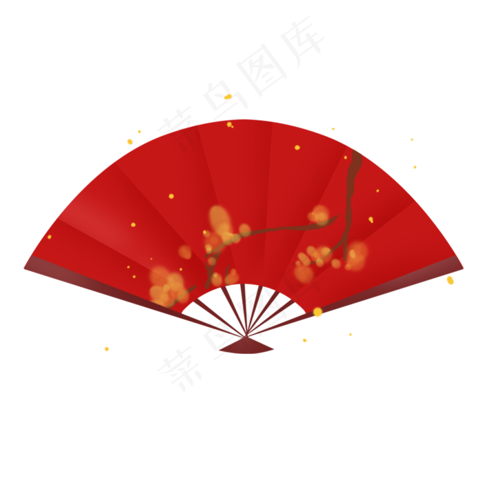 农历新年中国风梅花扇子装饰,免抠元素(2000*2000px 300 dpi )psd模版下载