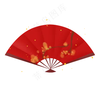 农历新年中国风梅花扇子装饰,免抠元素