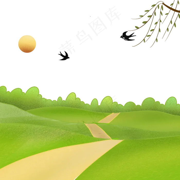 手绘春天场景传统节日清明节(2500X2500(DPI:300))psd模版下载