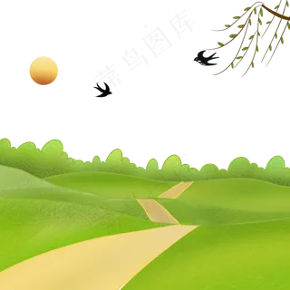 手绘春天场景传统节日清明节