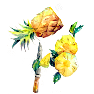菠萝凤梨PNG黄金甜美水果刀