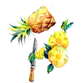 菠萝凤梨PNG黄金甜美水果刀