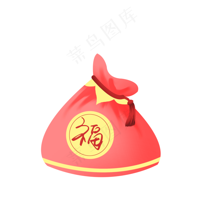 福袋红包招财新春水红喜庆礼物PNG,免抠元素(2000X2000(DPI:300))psd模版下载