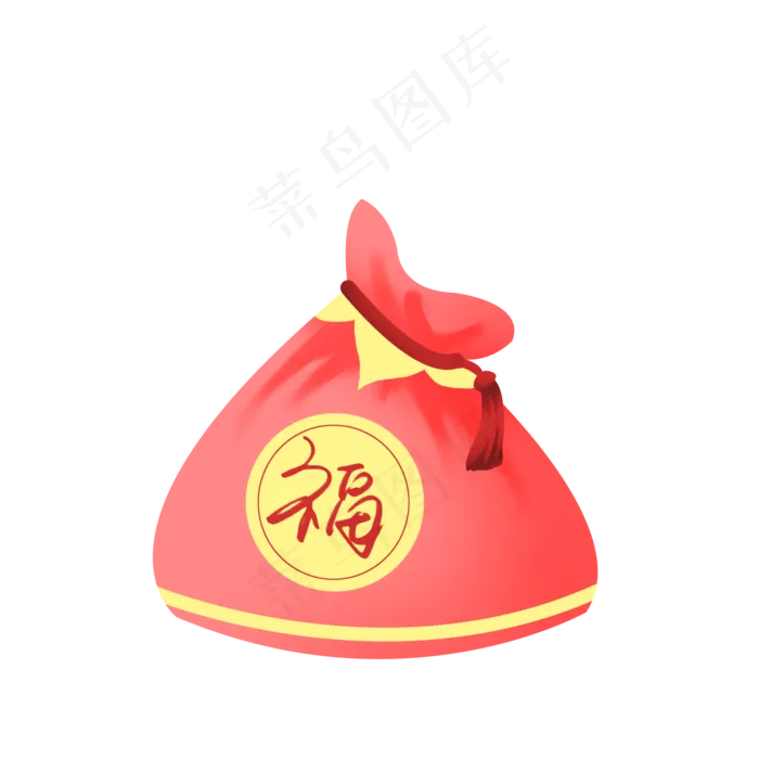 福袋红包招财新春水红喜庆礼物PNG,免抠元素(2000X2000(DPI:300))psd模版下载