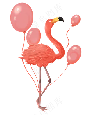 气球火烈鸟的装饰,免抠元素