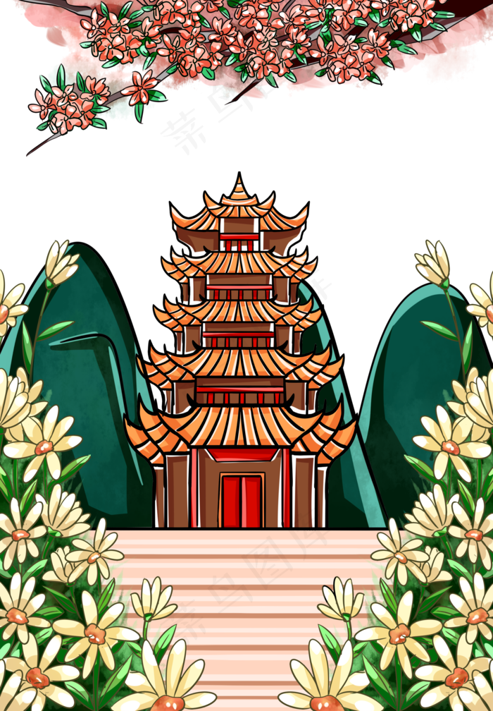 武汉地标黄鹤楼(2000X2880(DPI:300))psd模版下载