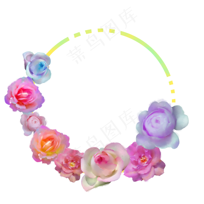 紫色花环卡通插画