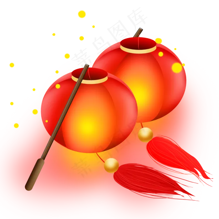 两个红色的灯笼,免抠元素(3000X3000(DPI:300))psd模版下载