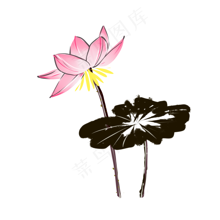 中国风水墨荷花莲花(2000X2000(DPI:299))psd模版下载