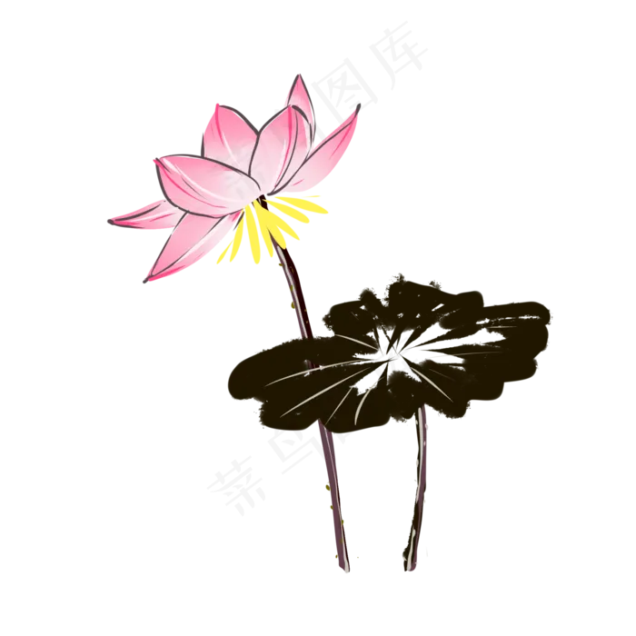 中国风水墨荷花莲花(2000X2000(DPI:299))psd模版下载